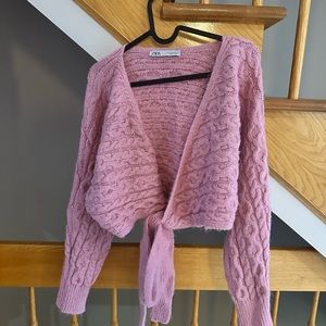 Zara Soft Pink Cable Knit Cardigan